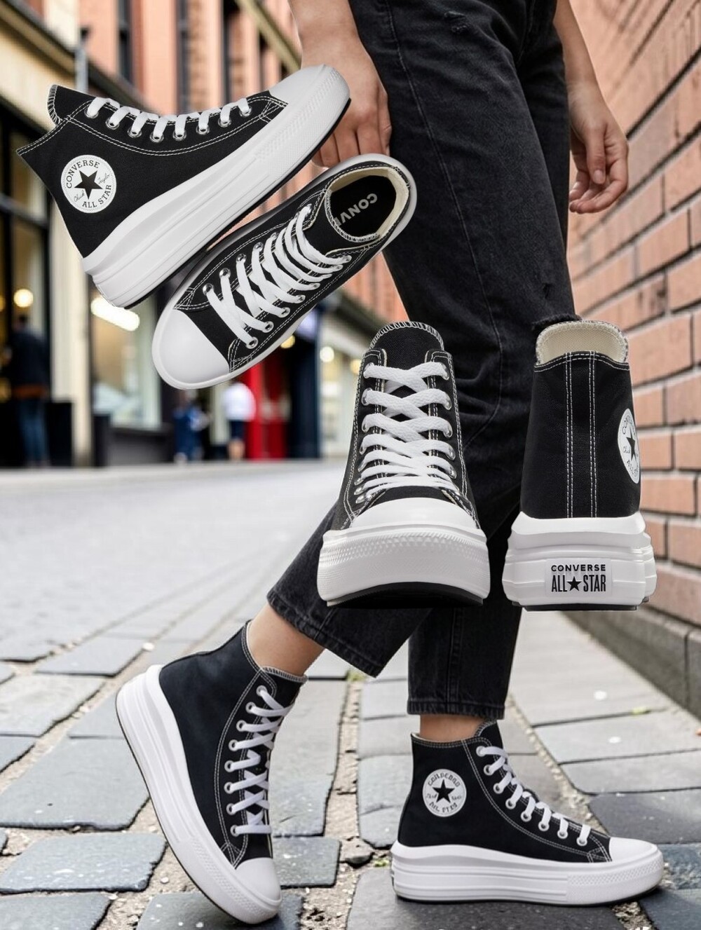 CONVERSE Chuck Taylor All-Star Women's  Move Hi Black Canvas Platform Sneakers